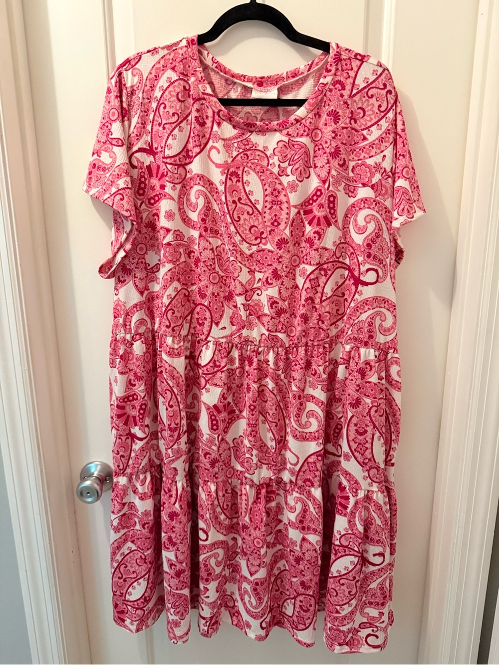 LuLaRoe White Dress with Pink Paisley Print
